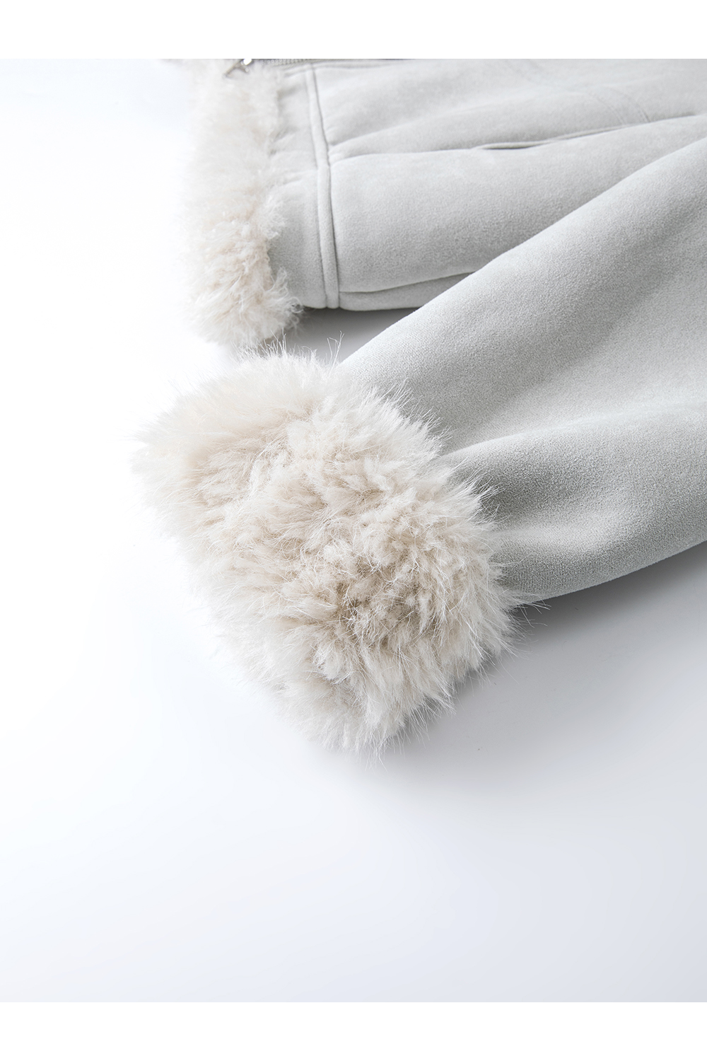 Fur Collar Shearling-Lined Short Coat