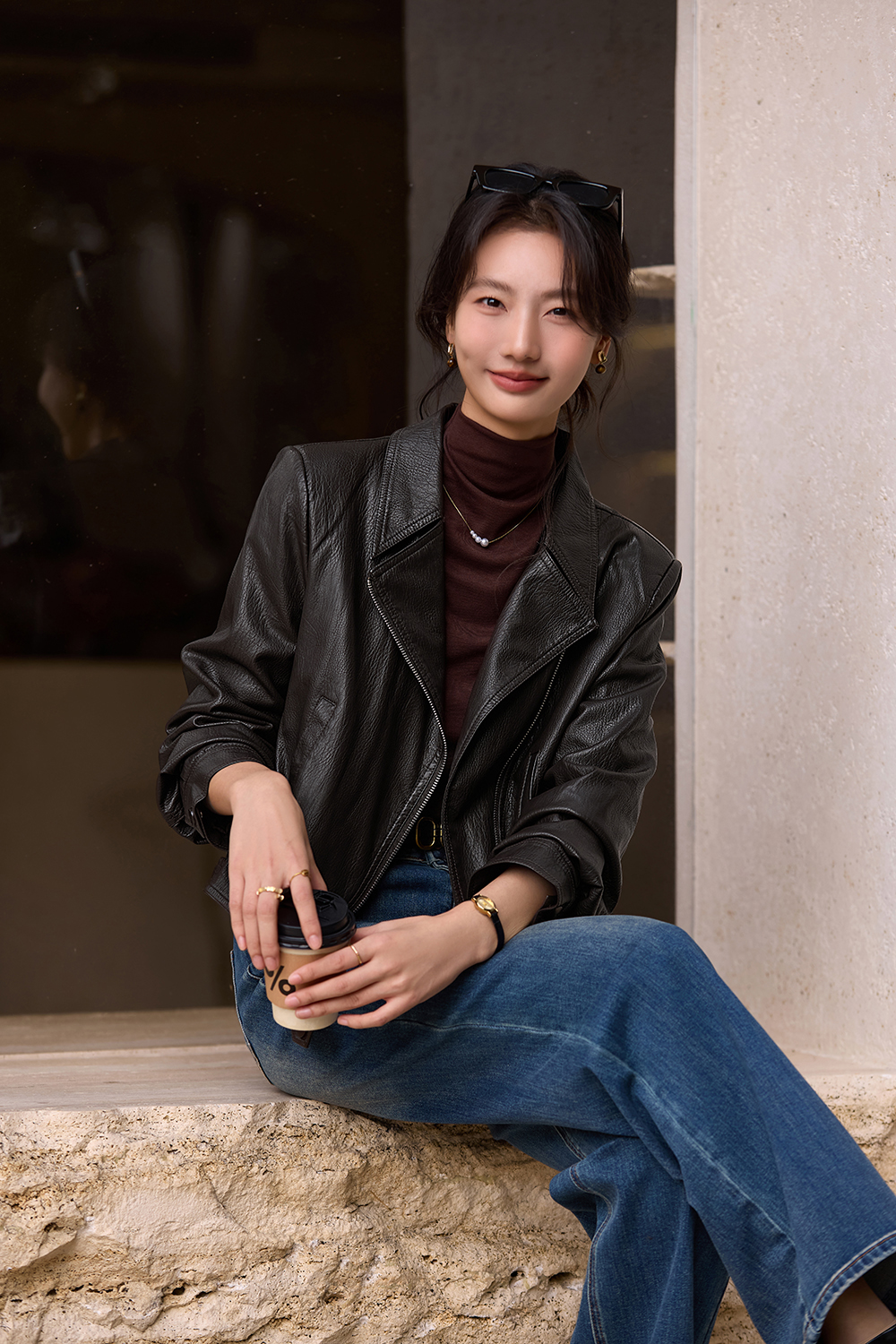 Biker Style Lapel Leather Jacket