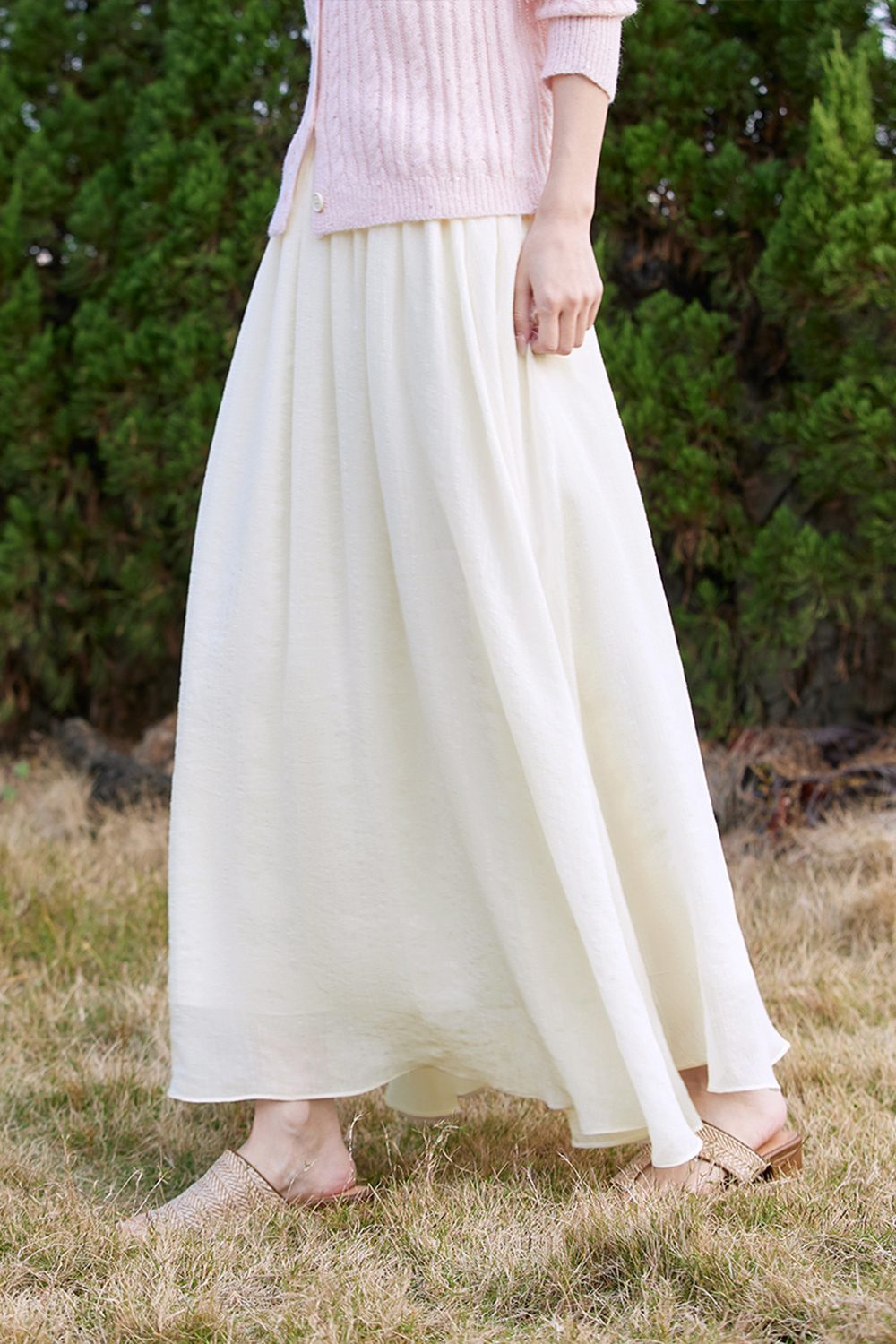 Texture Sense High-waisted A-line Skirt