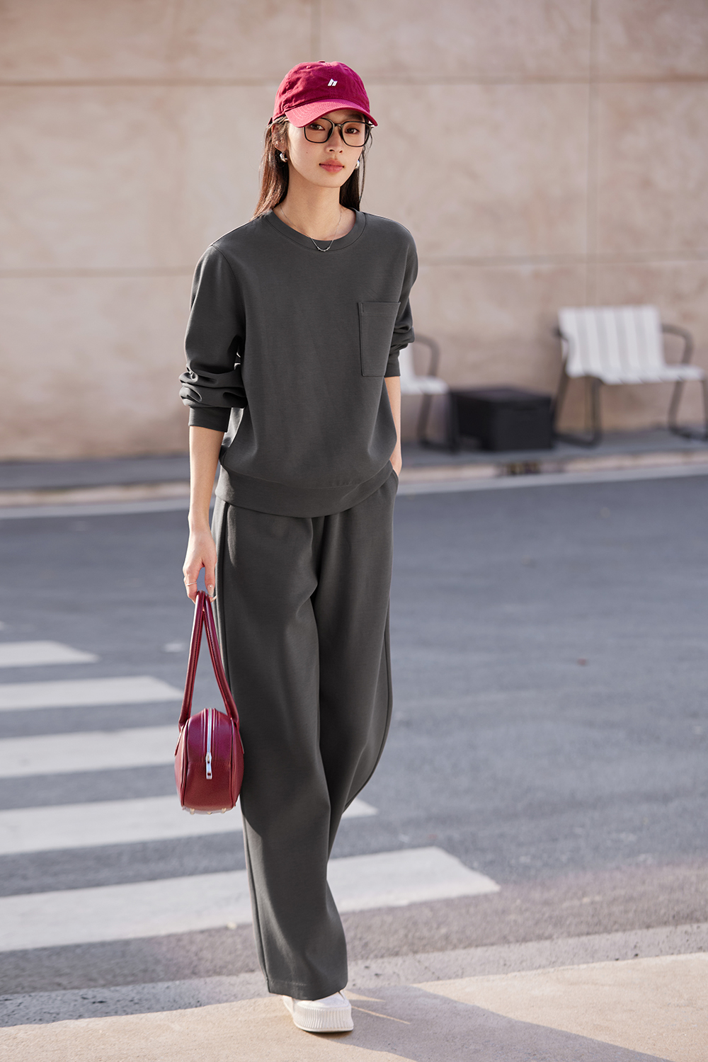 Relaxed Fit Top & High-Waist Palazzo Pants Set-VIMLYSTORE