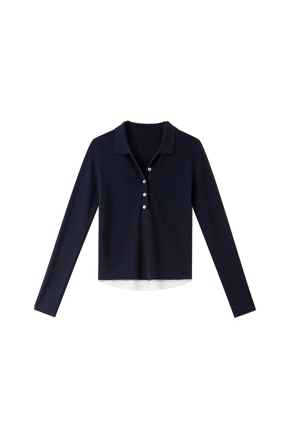 Faux Layered Polo-Neck Relaxed Knit-VIMLYSTORE