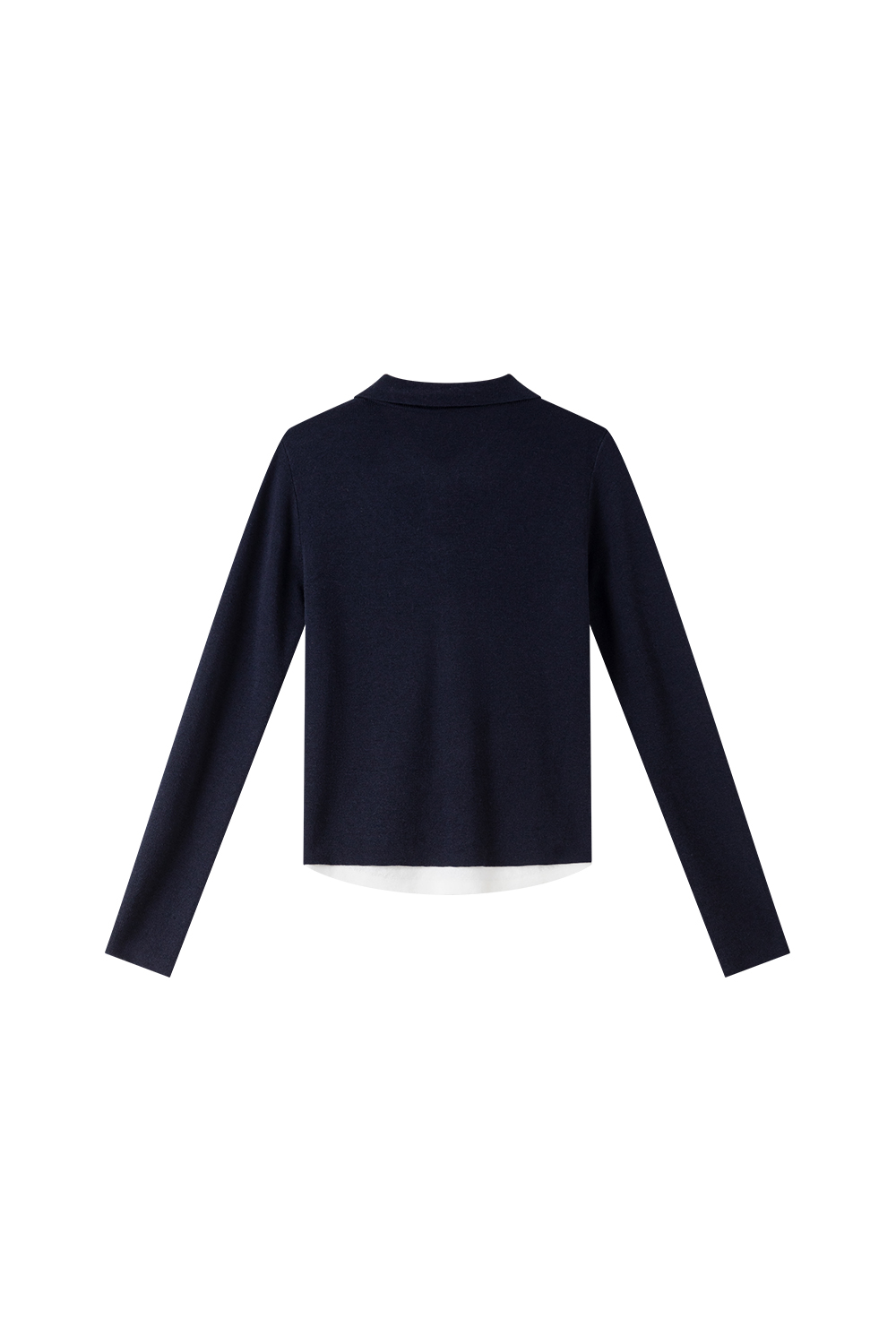 Faux Layered Polo-Neck Relaxed Knit-VIMLYSTORE