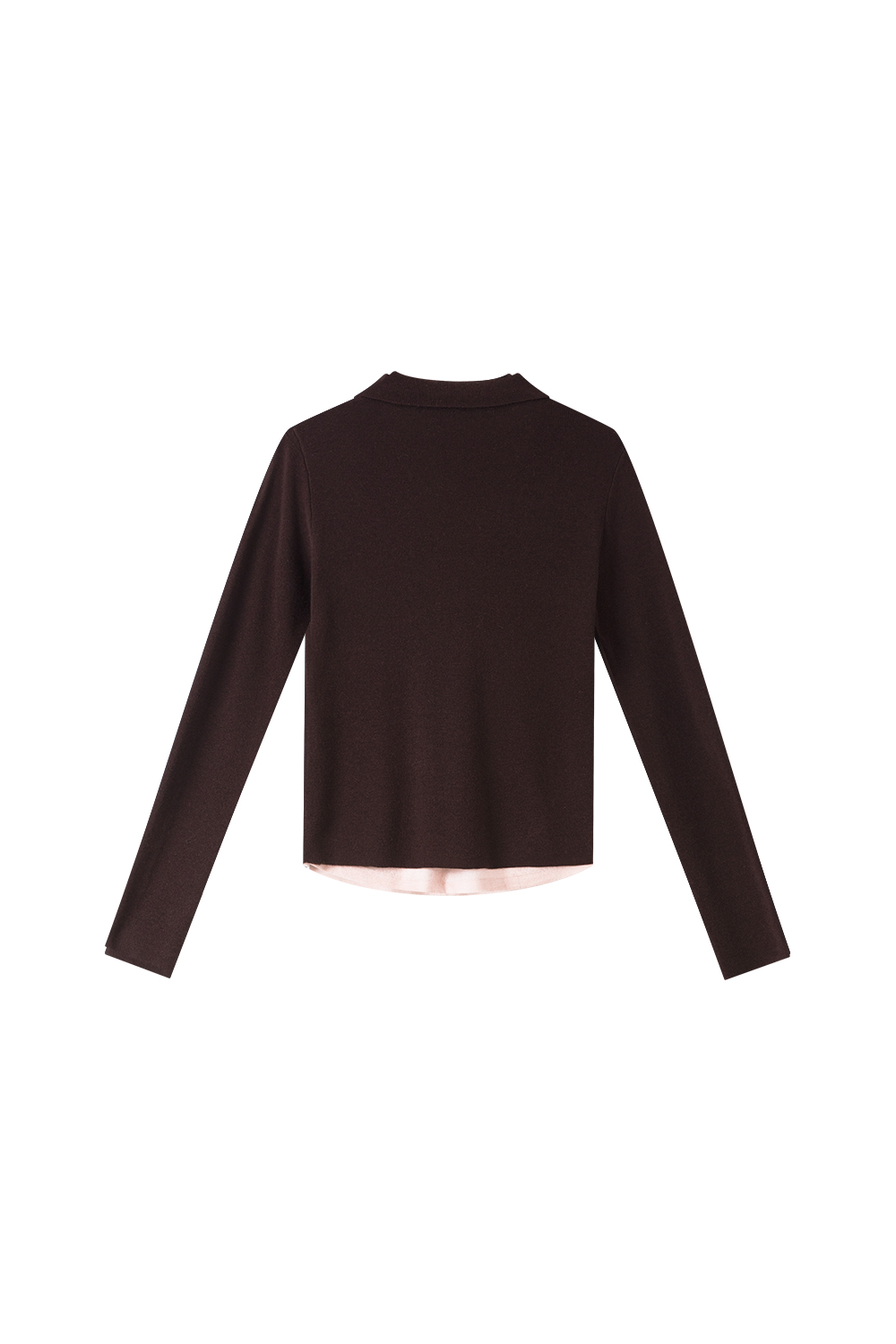 Faux Layered Polo-Neck Relaxed Knit-VIMLYSTORE