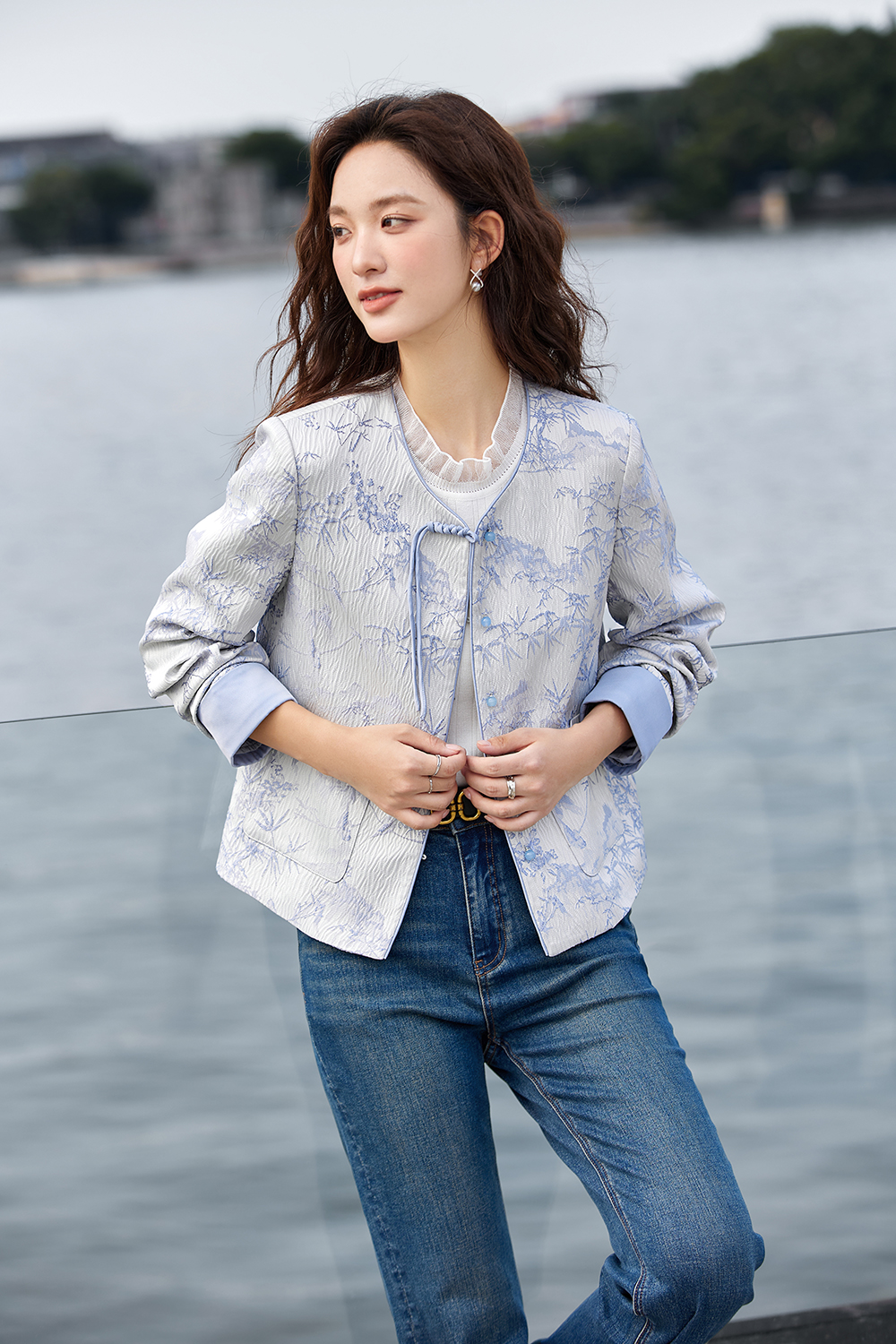 New Chinese Style Landscape Short Long Sleeve Jacket-VIMLYSTORE