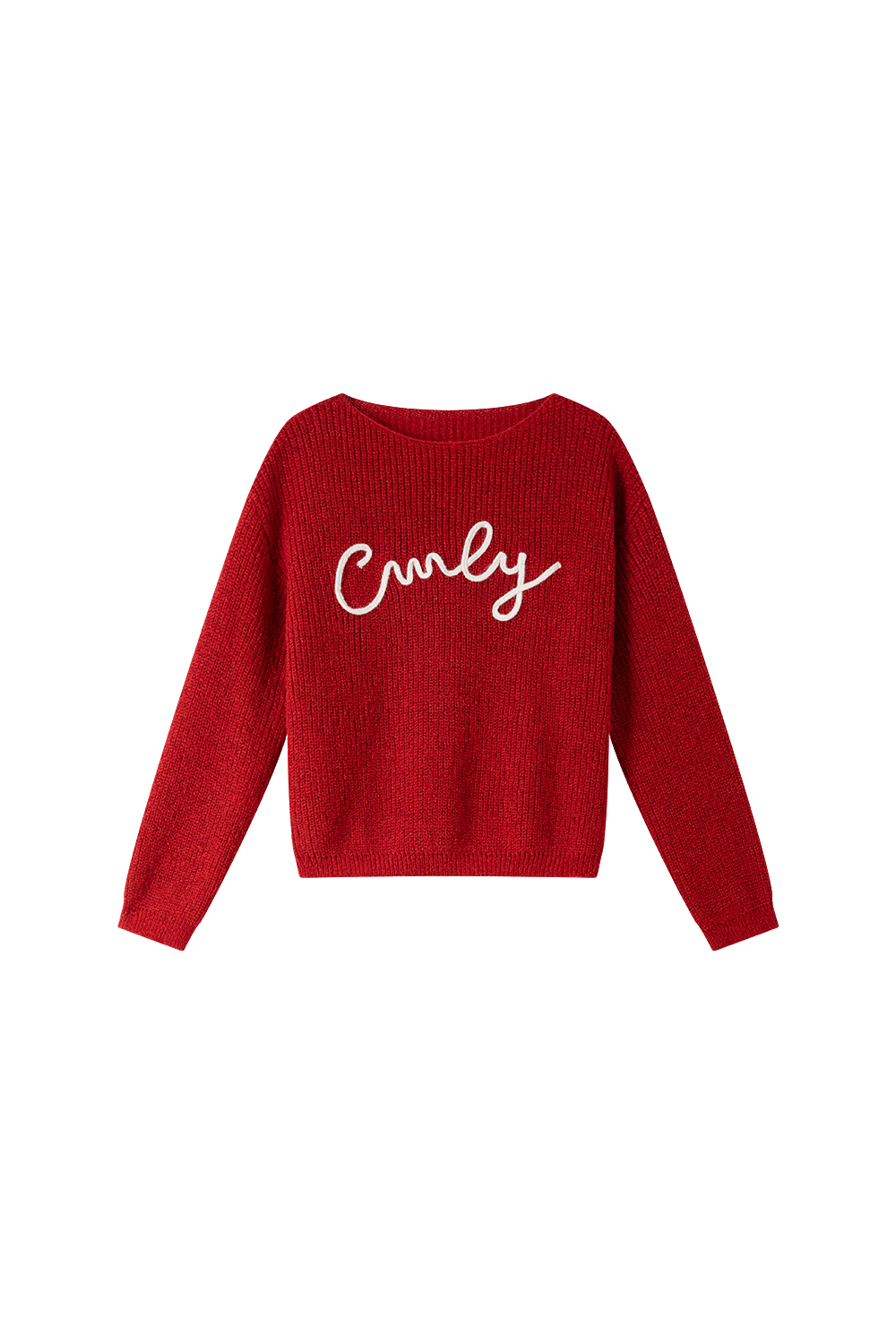 Letter Embroidered Round Neck Knit Sweater Loose Sweater-VIMLYSTORE