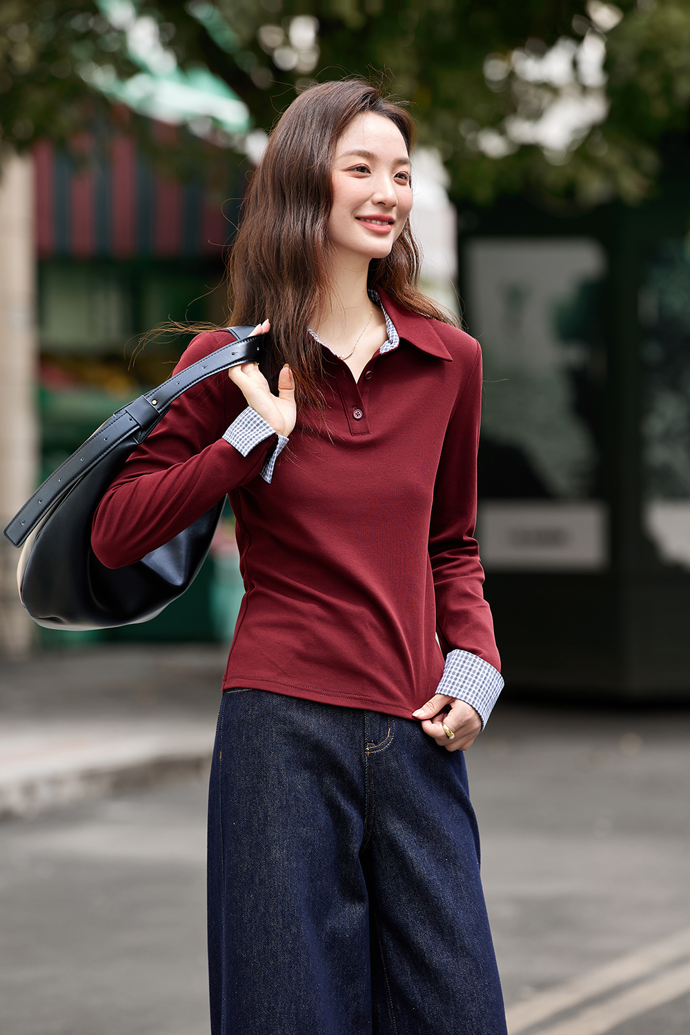 Patchwork Design Long Sleeve T-Shirt-VIMLYSTORE