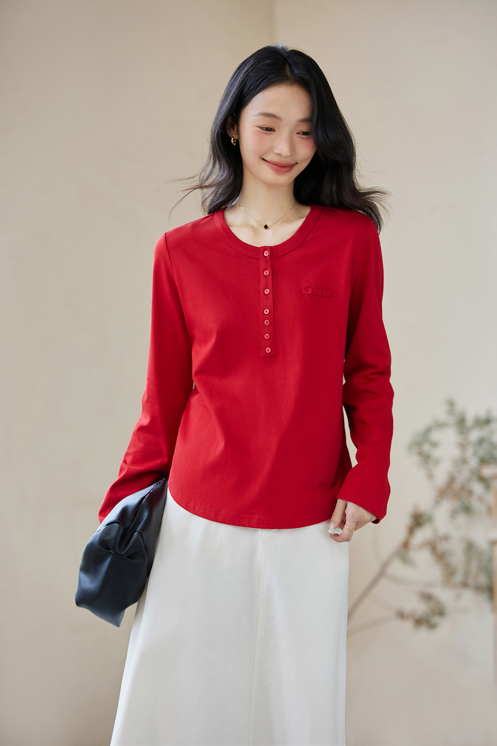 Letter Embroidery Long Sleeve T-Shirt-VIMLYSTORE