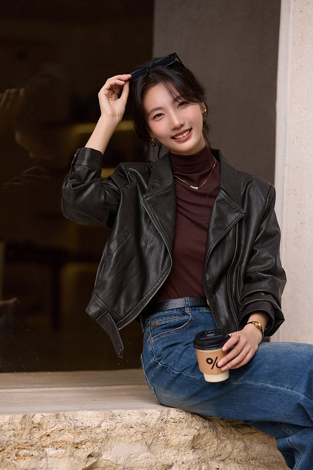 Biker Style Lapel Leather Jacket