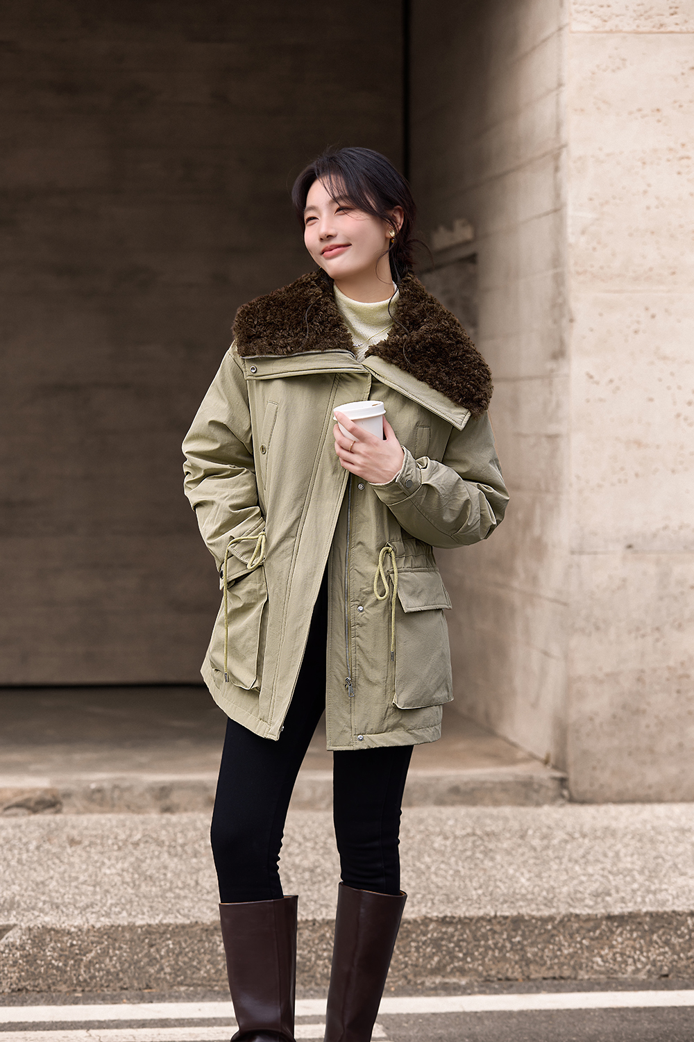 Plush Wide Lapel Thickened Coat