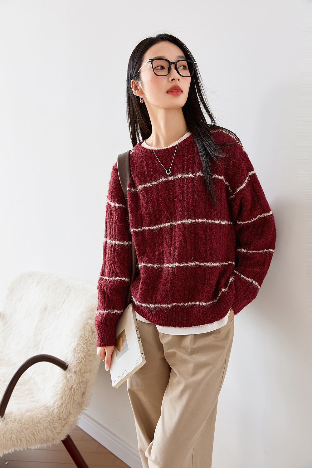 French Retro Striped Knitted Sweater-VIMLYSTORE
