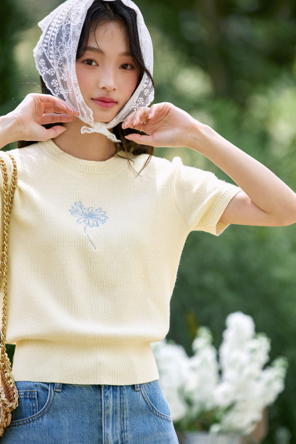 Flower Embroidered Loose Sweater