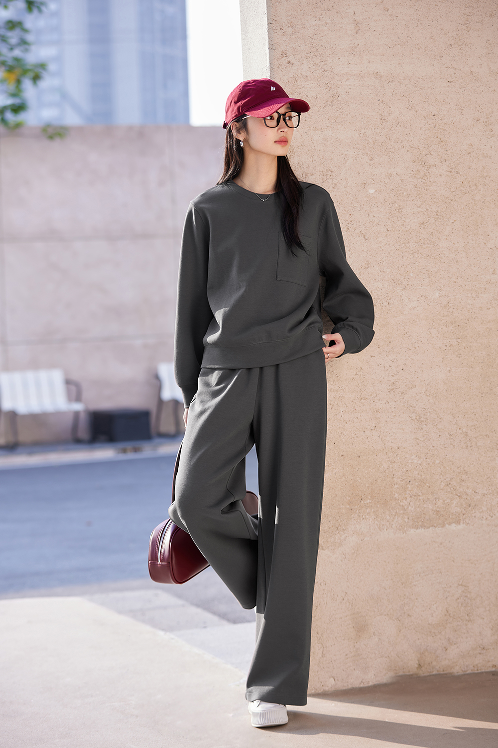 Relaxed Fit Top & High-Waist Palazzo Pants Set-VIMLYSTORE