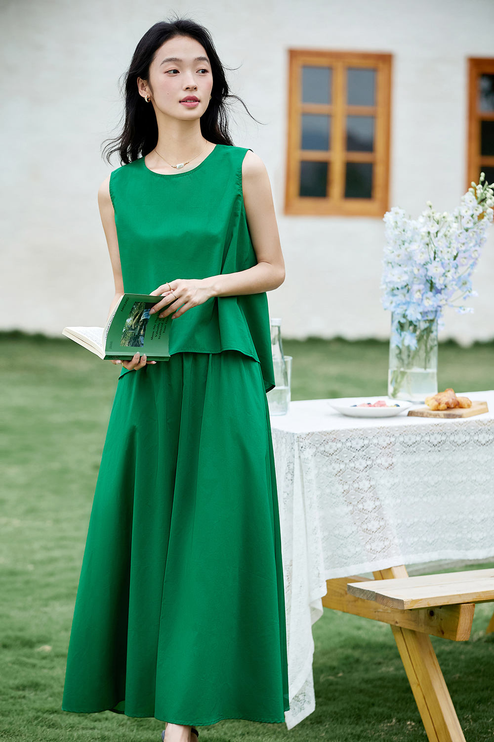 Sleeveless Shell Top & Pencil Skirt Office Set-VIMLYSTORE