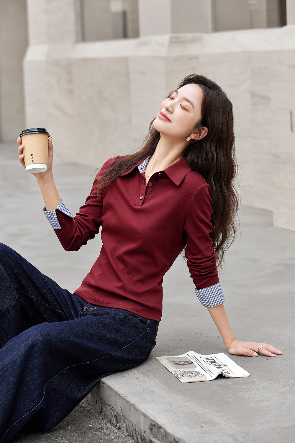 Patchwork Design Long Sleeve T-Shirt-VIMLYSTORE