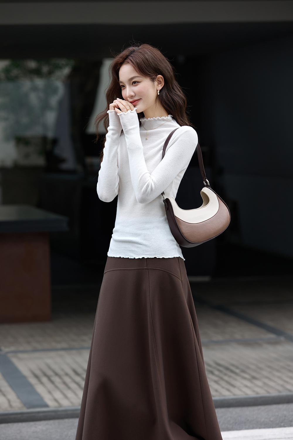 Wave Edge Mock Neck Slim-Fit Slimming Knit Sweater-VIMLYSTORE