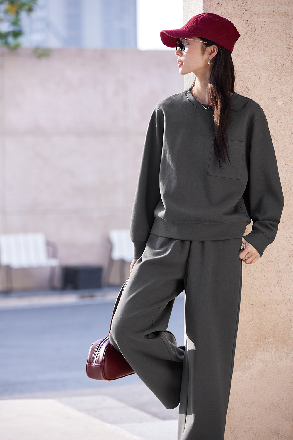 Relaxed Fit Top & High-Waist Palazzo Pants Set-VIMLYSTORE