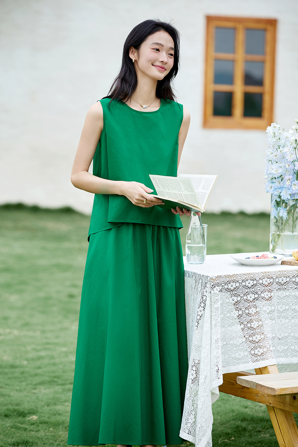 Sleeveless Shell Top & Pencil Skirt Office Set-VIMLYSTORE