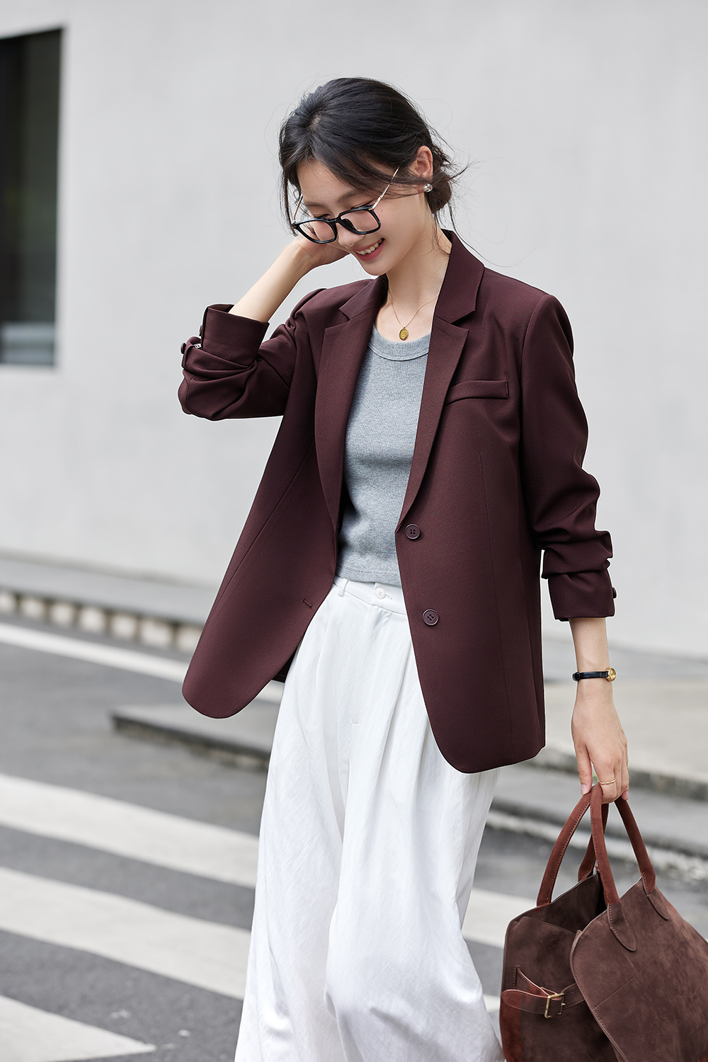 Red commuter suit jacket-VIMLYSTORE