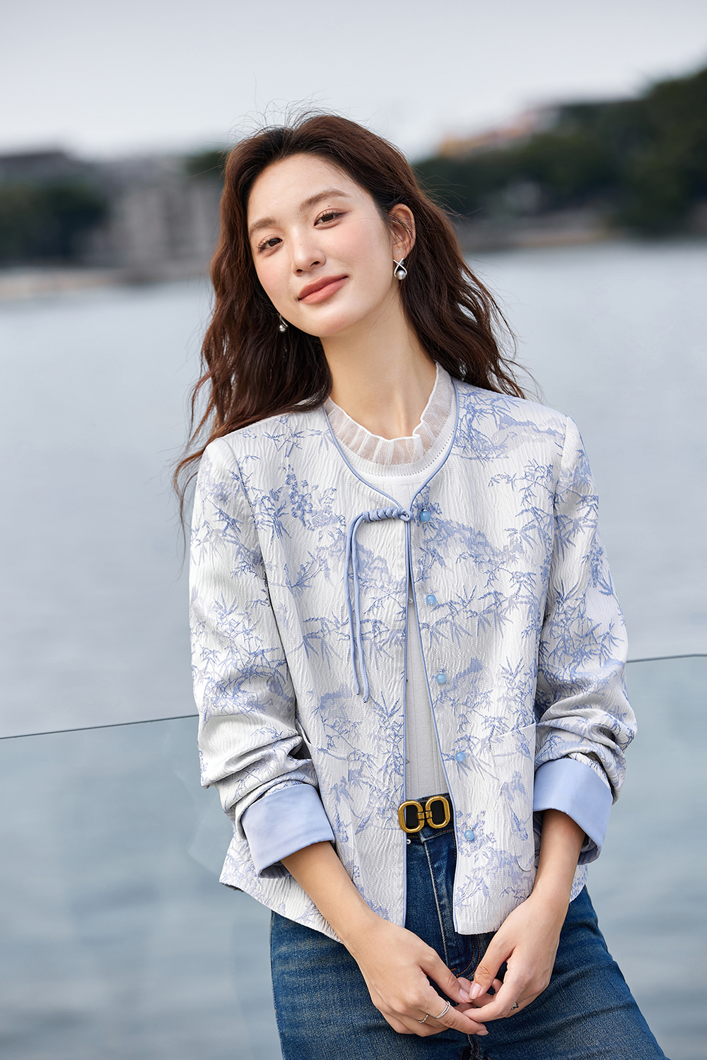 New Chinese Style Landscape Short Long Sleeve Jacket-VIMLYSTORE