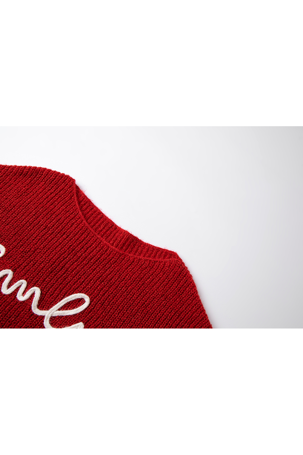 Letter Embroidered Round Neck Knit Sweater Loose Sweater-VIMLYSTORE