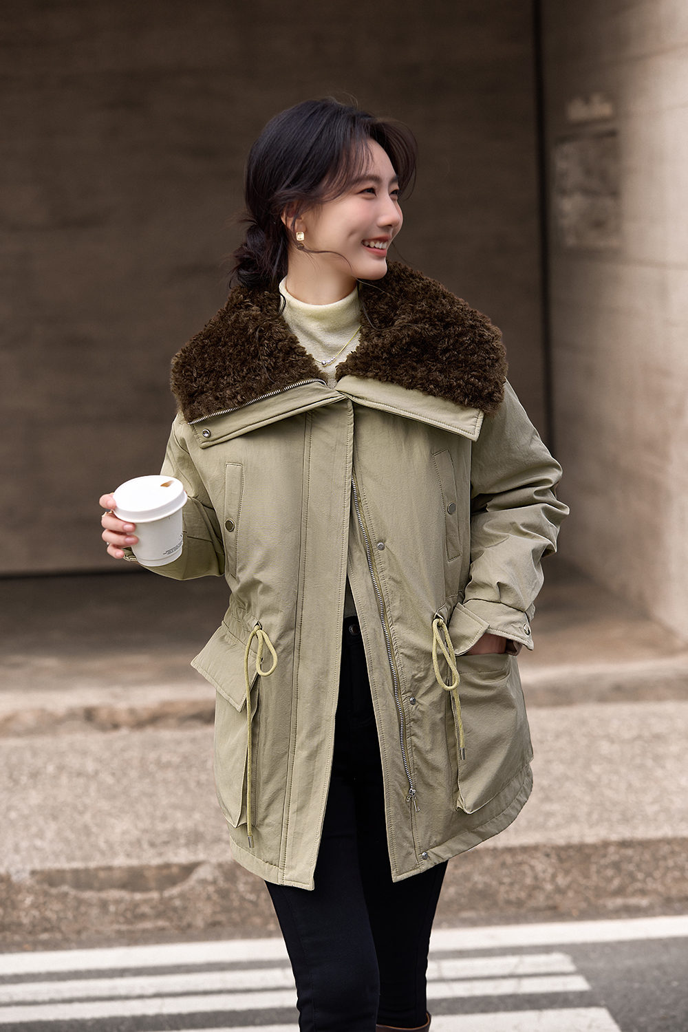 Plush Wide Lapel Thickened Coat