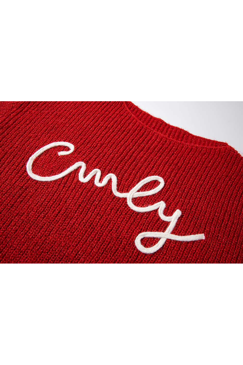 Letter Embroidered Round Neck Knit Sweater Loose Sweater-VIMLYSTORE