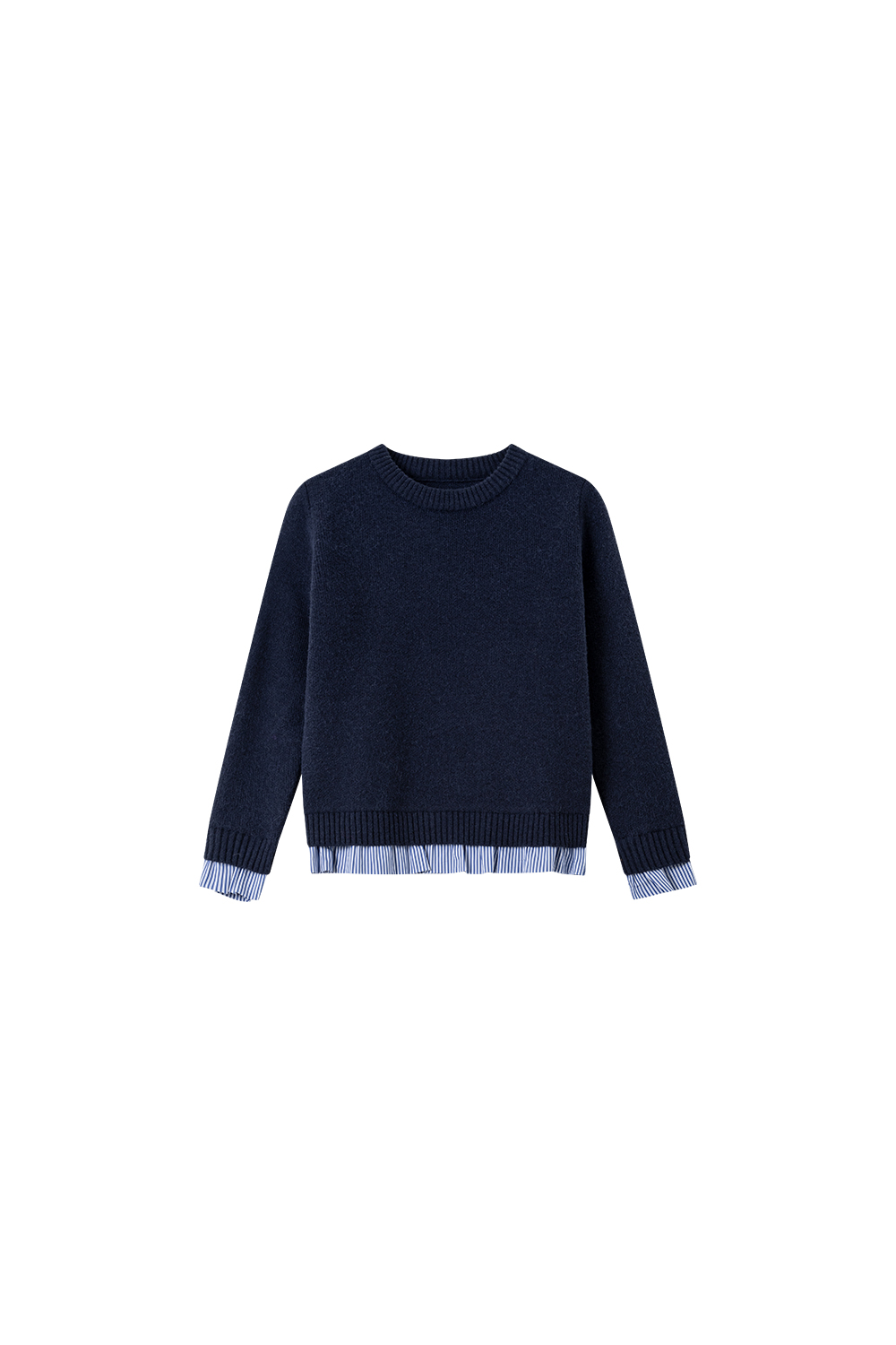 Striped Patchwork Fake Two-Piece Knit Top