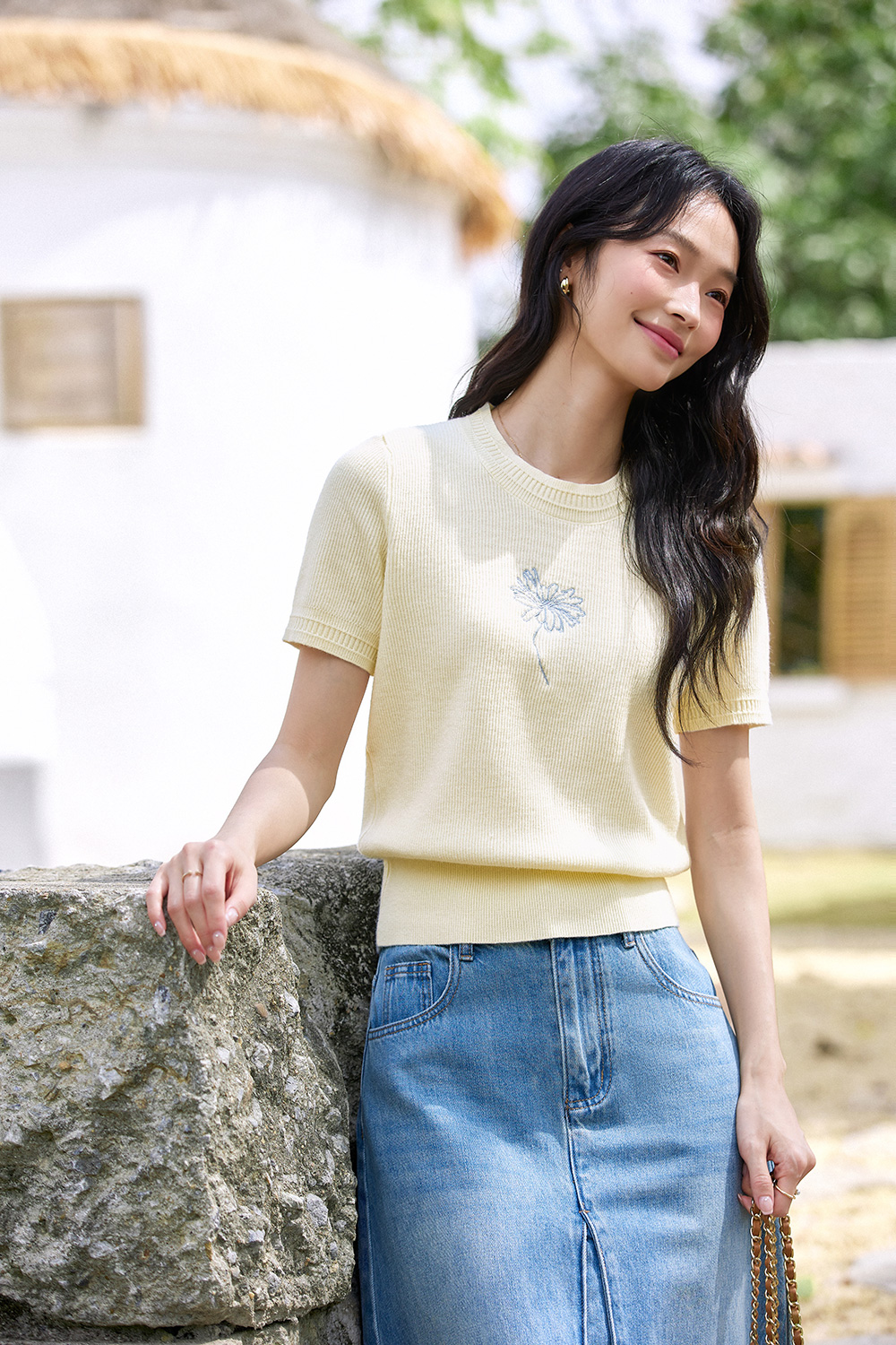 Flower Embroidered Loose Sweater-VIMLYSTORE