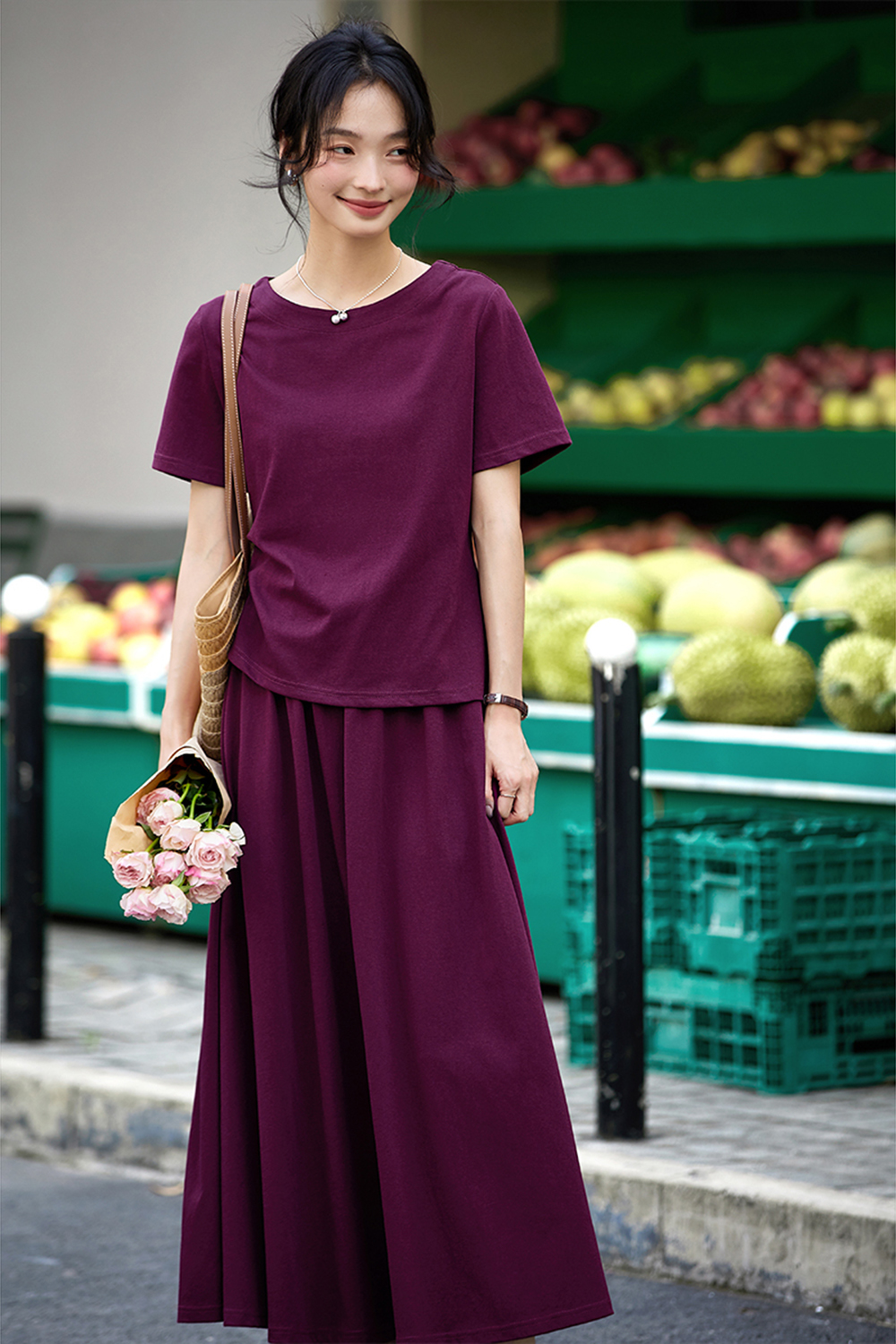 Irregular split Top and Long Swing Umbrella Skirt Casual Suit-VIMLYSTORE