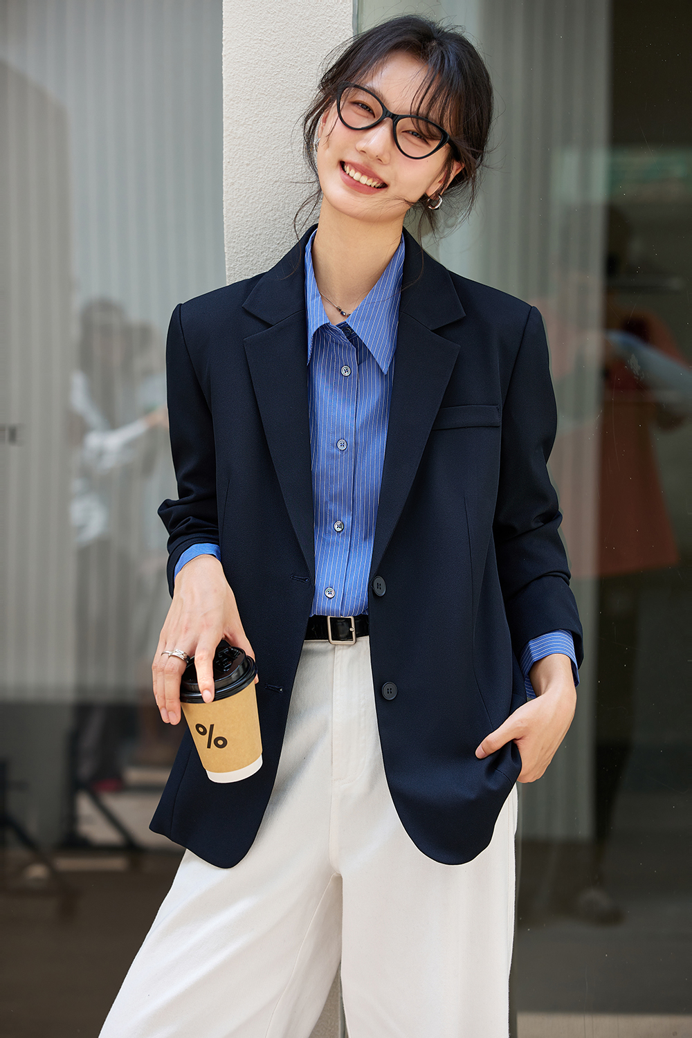 Red commuter suit jacket-VIMLYSTORE