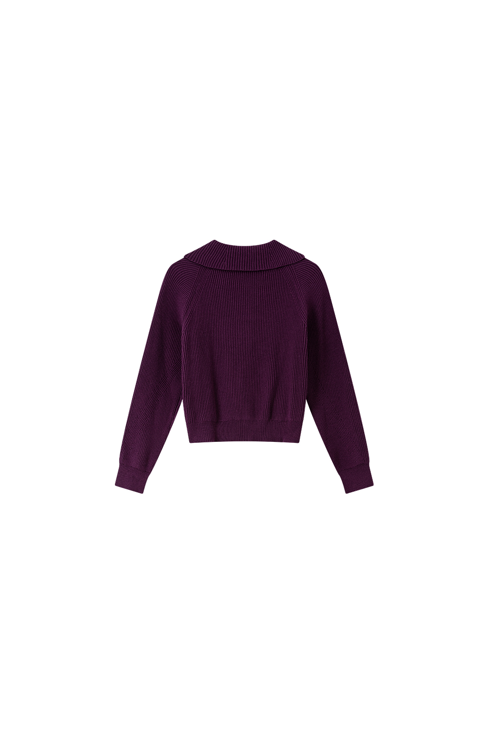 Plum Purple Lapel Knit Sweater