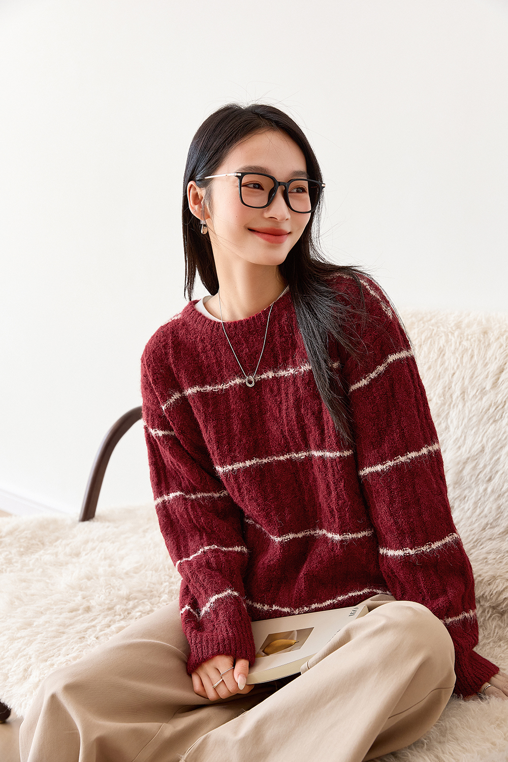 French Retro Striped Knitted Sweater-VIMLYSTORE