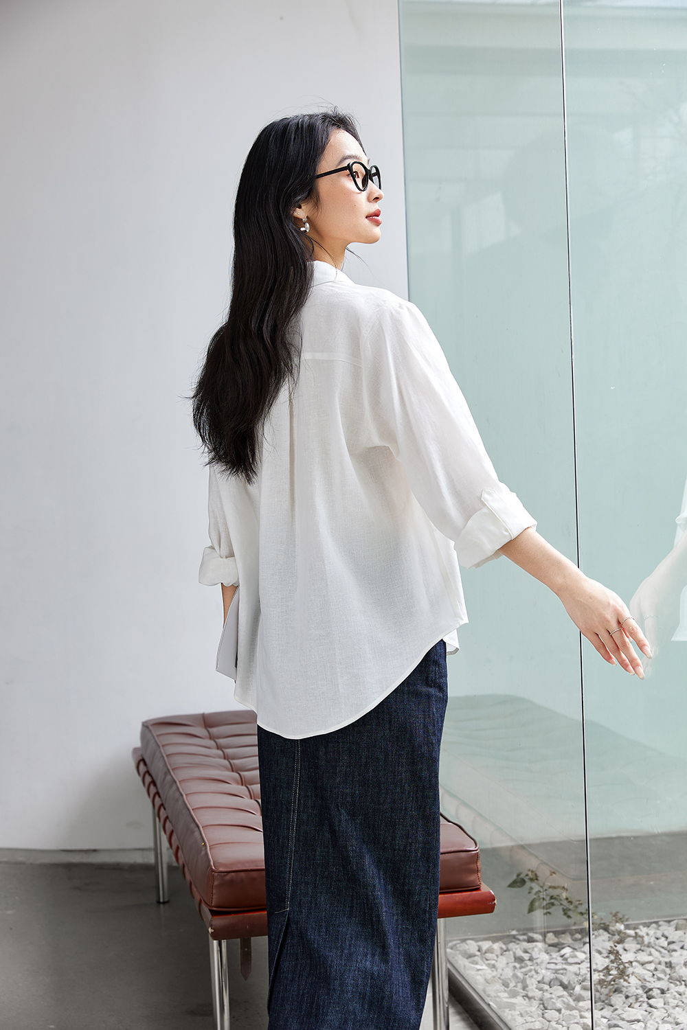Deer-Embroidered Oversized Shirt for Stylish Commuting-VIMLYSTORE