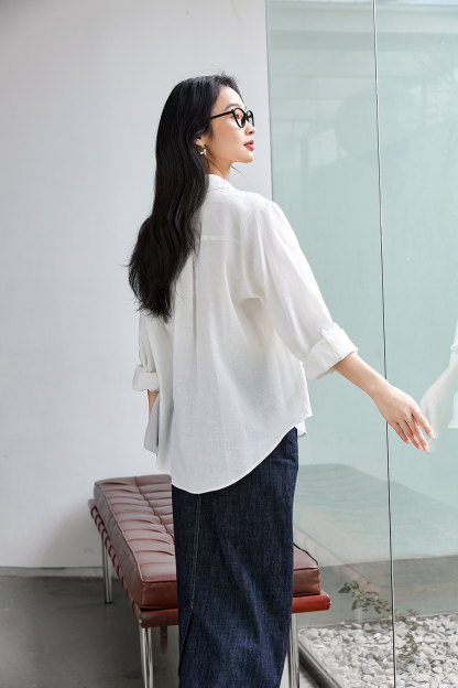 Deer-Embroidered Oversized Shirt for Stylish Commuting-VIMLYSTORE