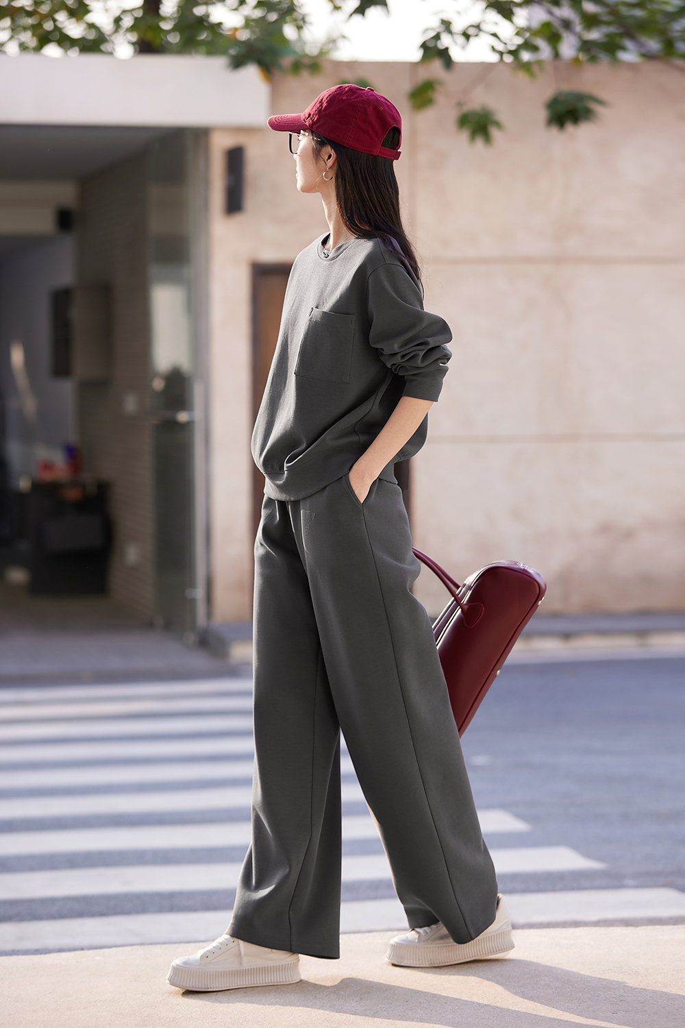 Relaxed Fit Top & High-Waist Palazzo Pants Set-VIMLYSTORE