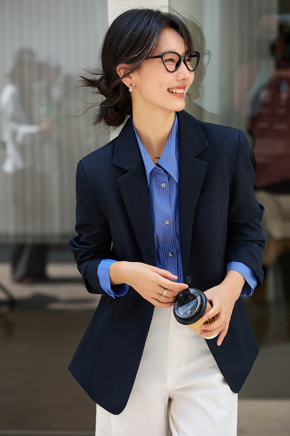 Red commuter suit jacket-VIMLYSTORE