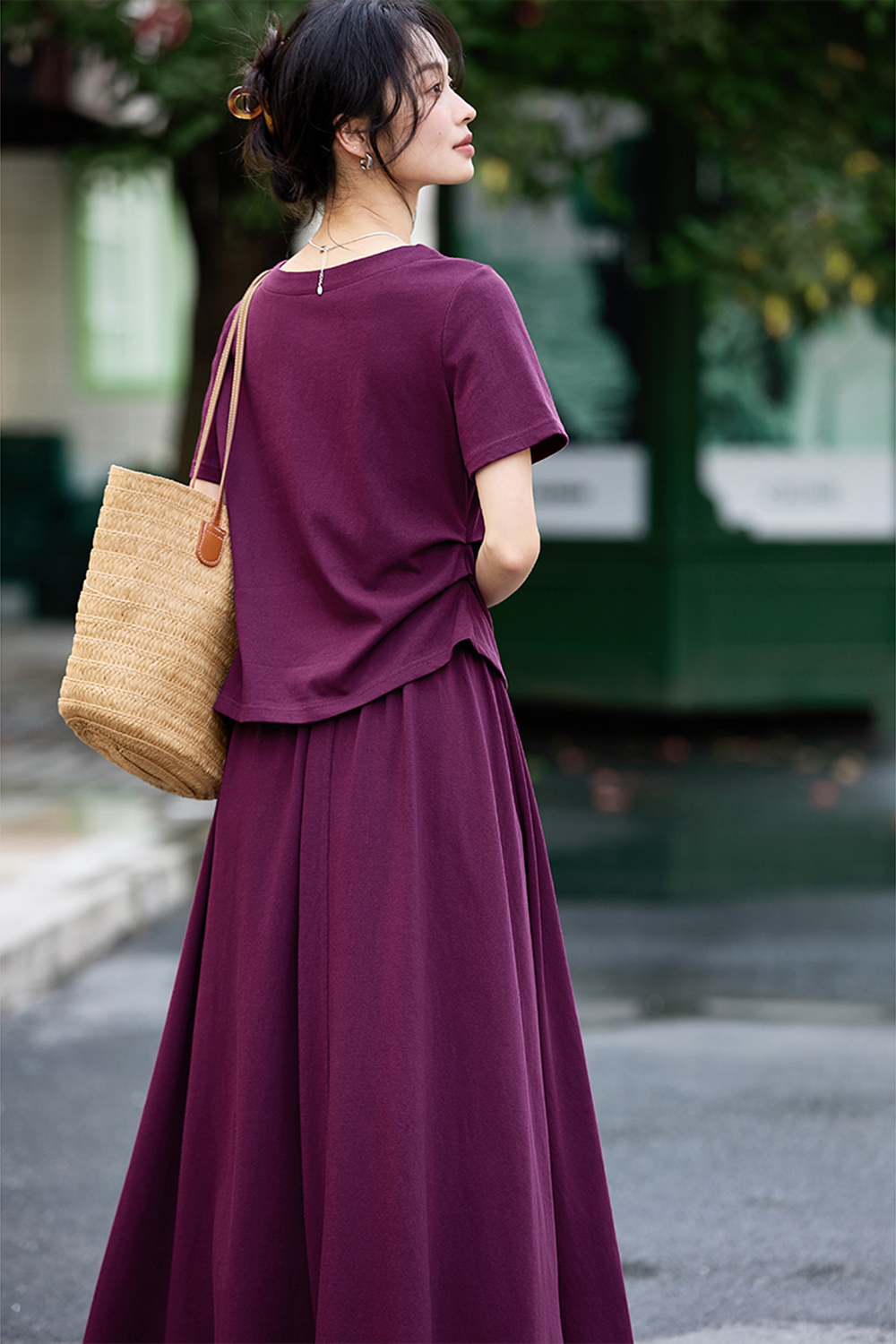 Irregular split Top and Long Swing Umbrella Skirt Casual Suit-VIMLYSTORE