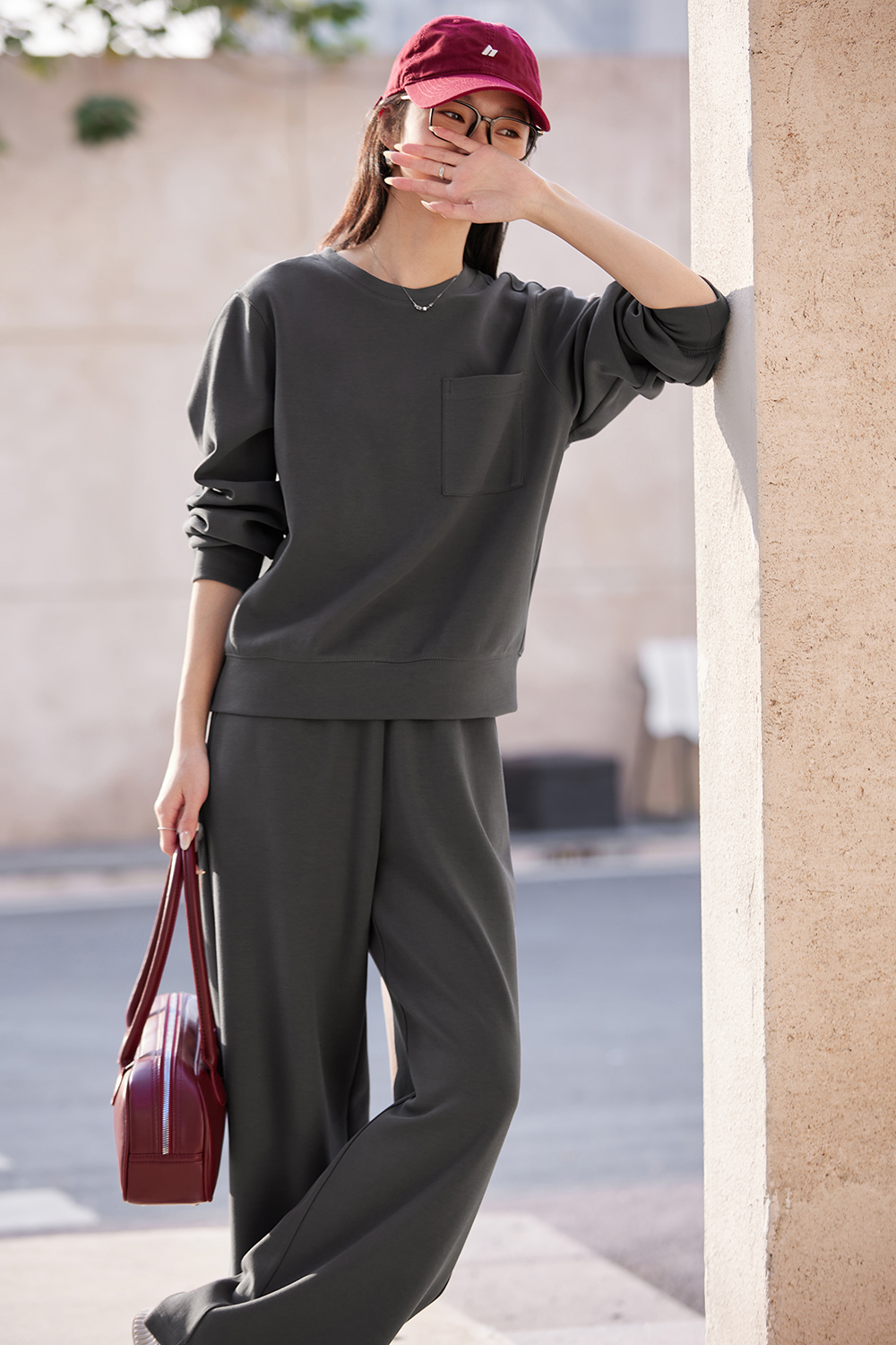 Relaxed Fit Top & High-Waist Palazzo Pants Set-VIMLYSTORE