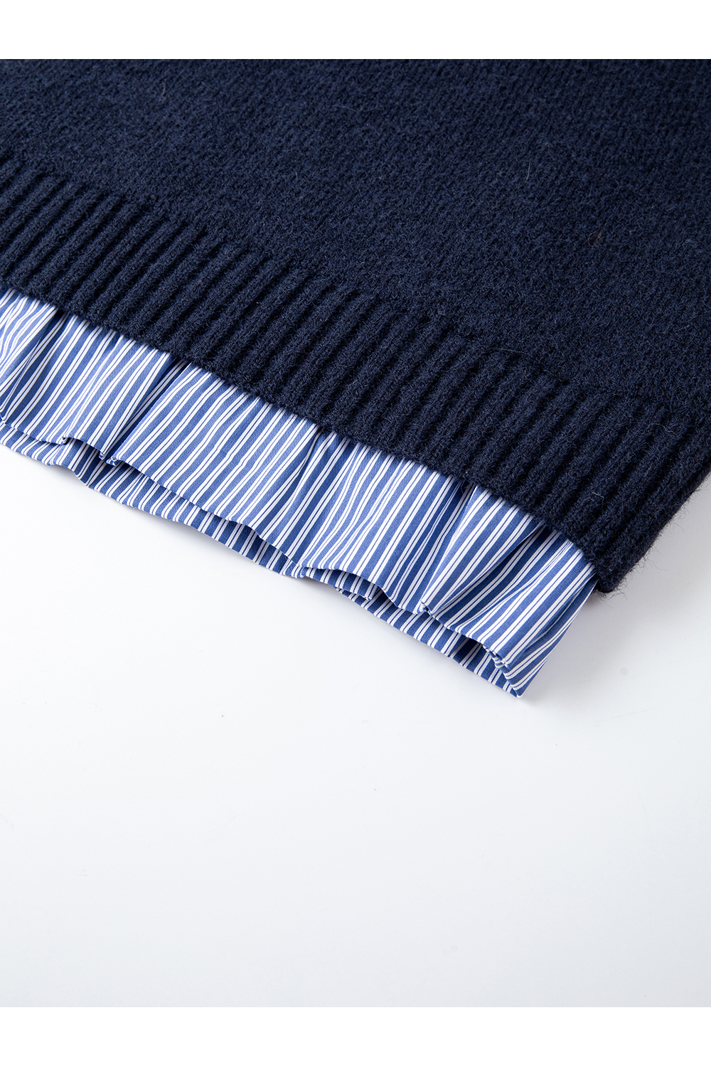 Striped Patchwork Fake Two-Piece Knit Top