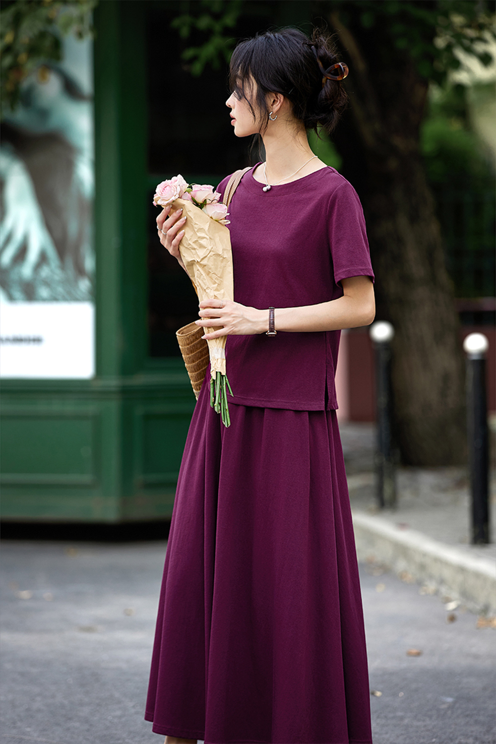 Irregular split Top and Long Swing Umbrella Skirt Casual Suit-VIMLYSTORE
