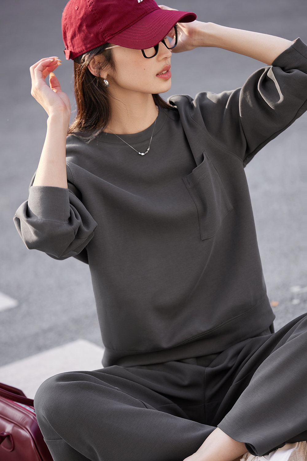 Relaxed Fit Top & High-Waist Palazzo Pants Set-VIMLYSTORE