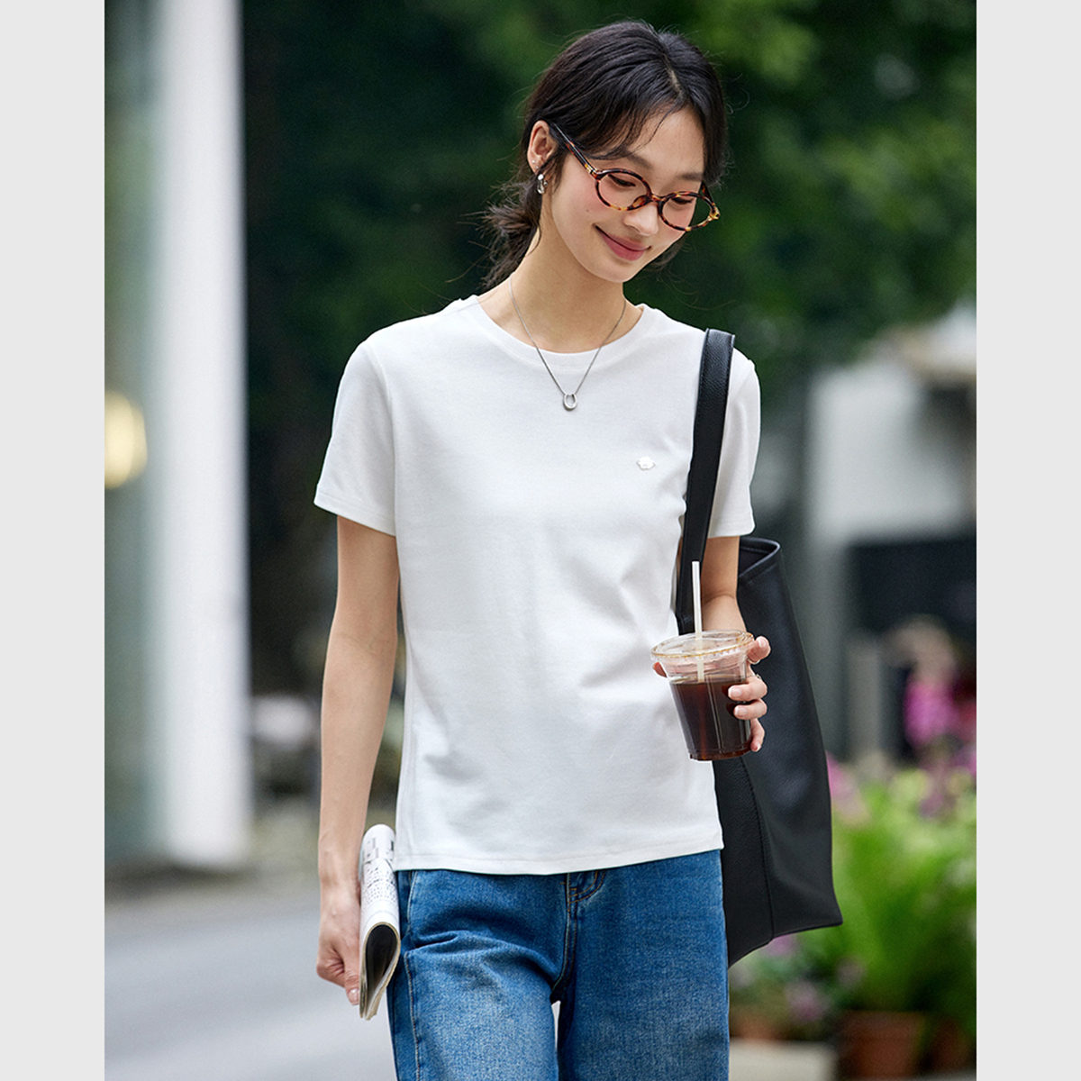 Back Hollow Solid Color T-Shirt