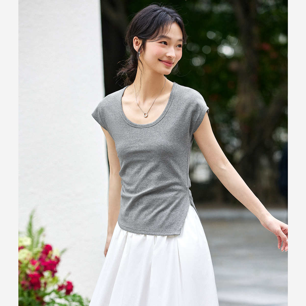 Asymmetric Knitted T-Shirt