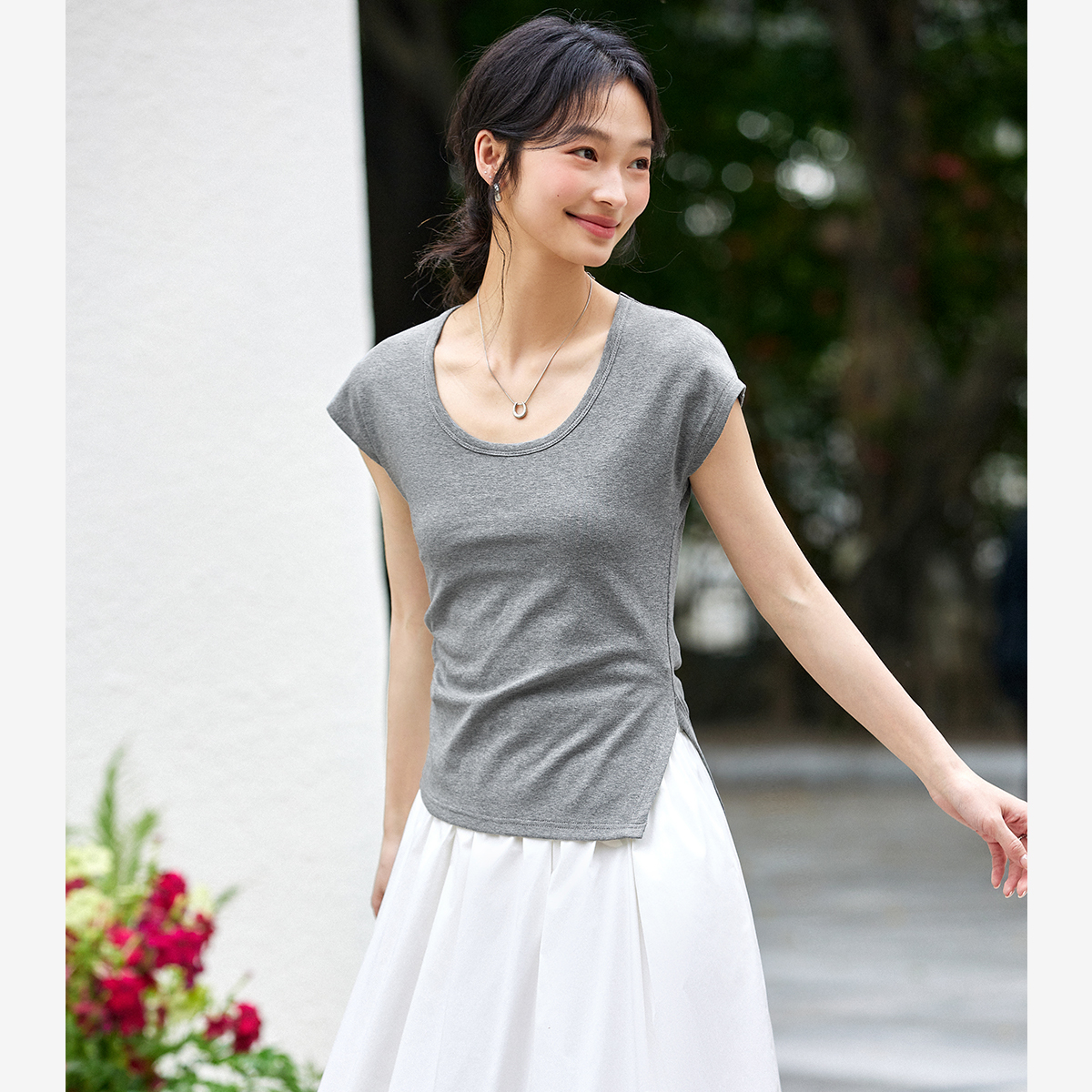 Asymmetric Knitted T-Shirt