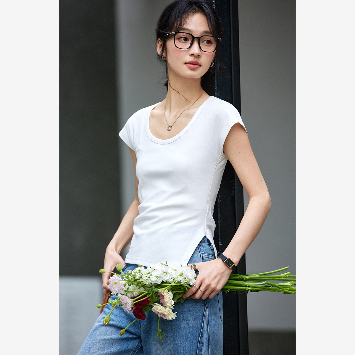 Asymmetric Knitted T-Shirt