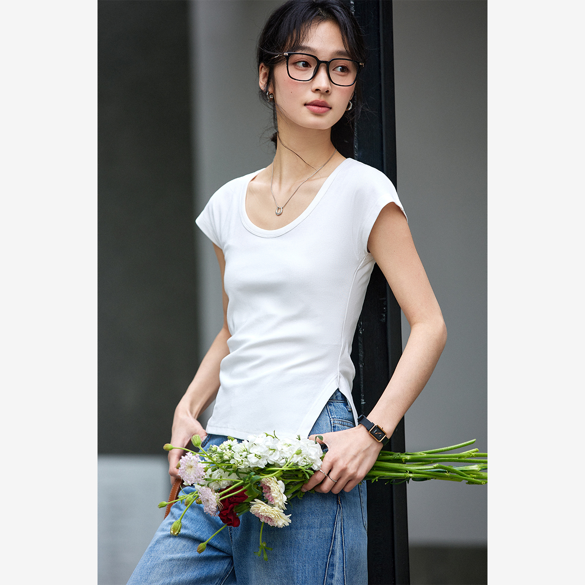 Asymmetric Knitted T-Shirt