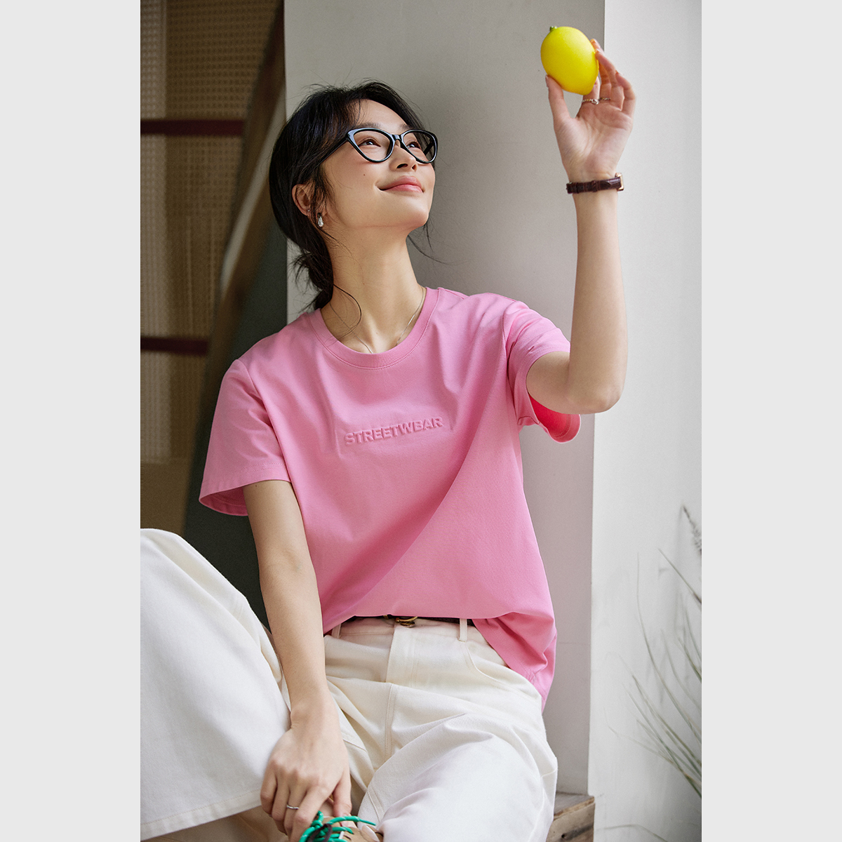 Letter Embossed T-Shirt