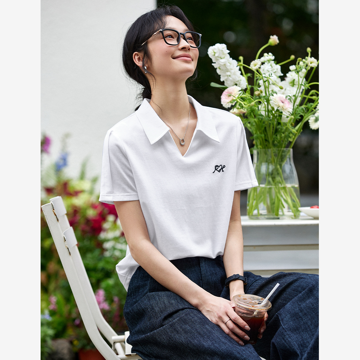 Lapel Cotton T-Shirt