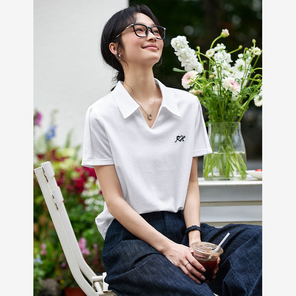 Lapel Cotton T-Shirt