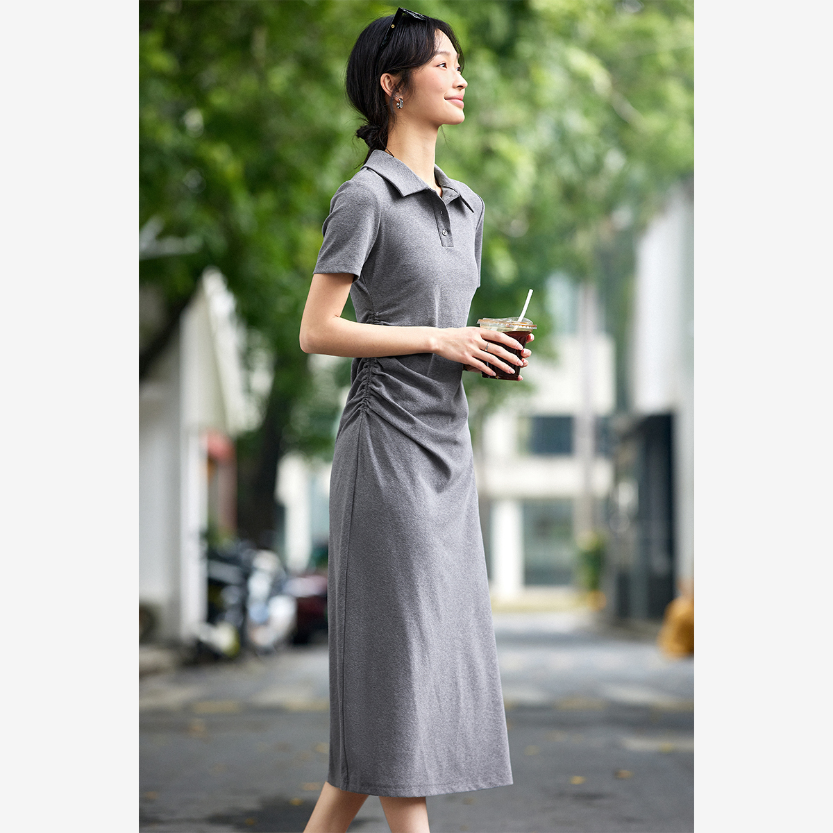 Lapel Knitted Straight Dress